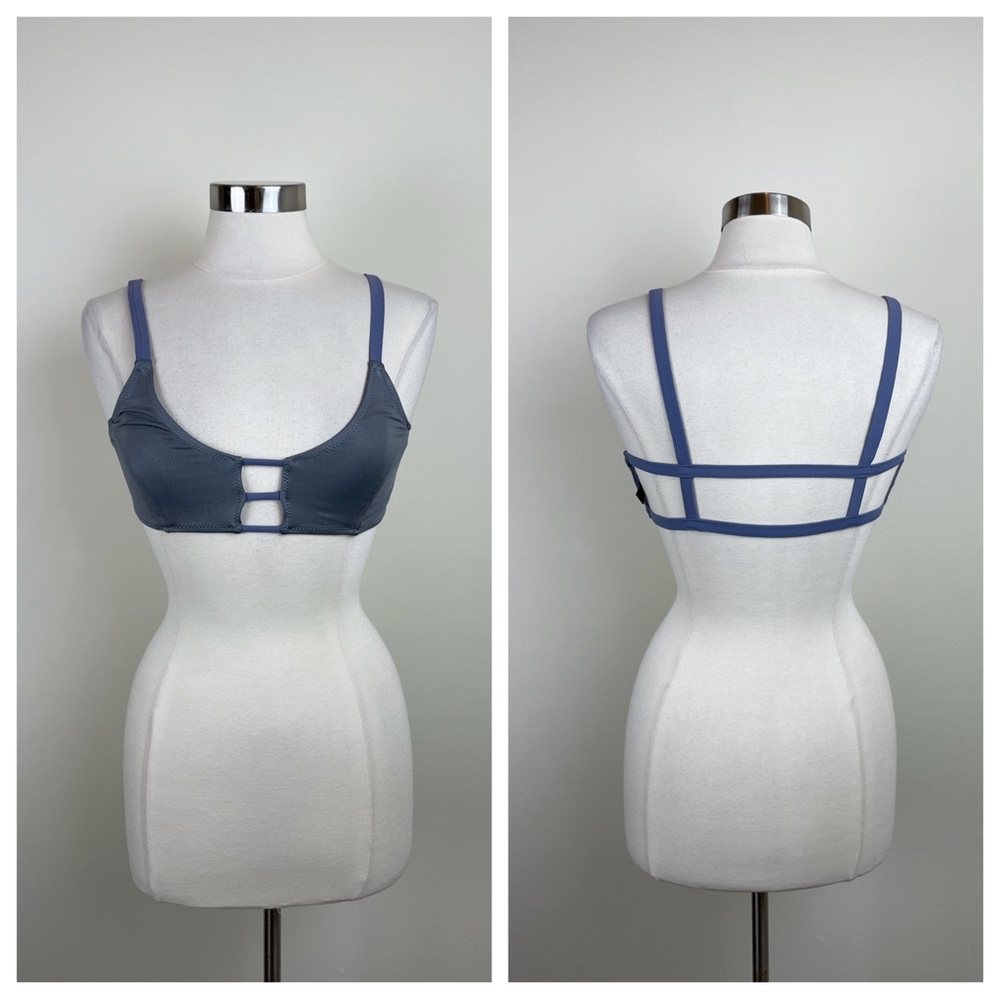 South Beach Blue Gray Bikini Swim Top Women Size 8